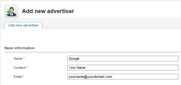 Add new Advertiser 'Google'