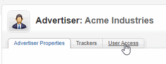 Advertiser - User Access tab
