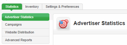 Advertiser User - Statistics tab