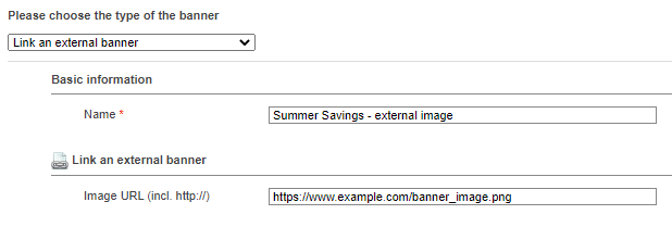 Banner Type External Image - Image URL