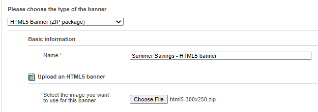 Banner type HTML5 Choose File
