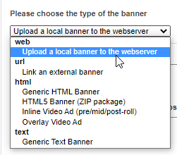 Select the required banner type from the list