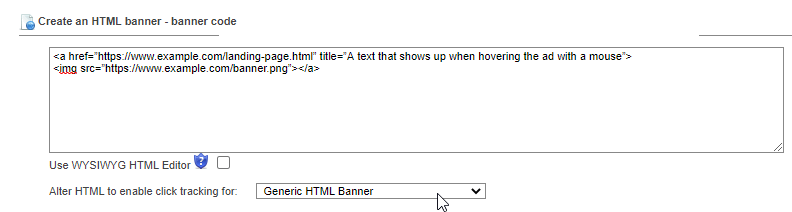 HTML banner - automatic click tracking